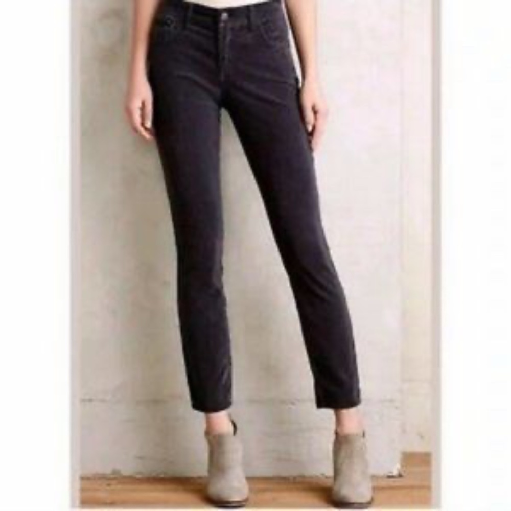 Anthropologie Pilcro Letterpress Black Corduroy Cords Skinny Pants 25
